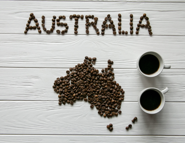 オーストラリアの地図とコーヒー